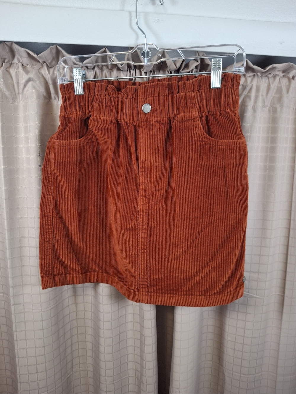 Roxy Corduroy Skirt Elastic Waist Pockets Copper Size Small